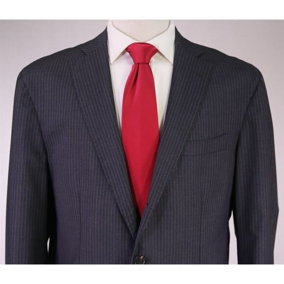 Domenico Vacca Black Purple Pink Striped 2B Wool Cashmere Suit 42L - Picture 3 of 11